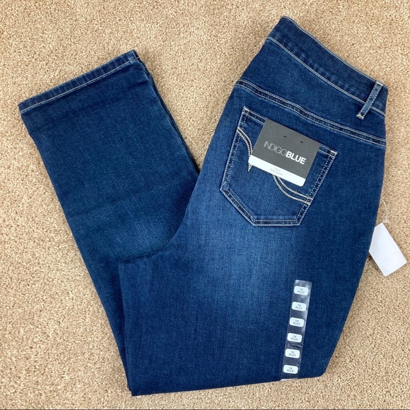 Indigo Blue Side Panel Crop Maternity Jeans NWT Z - Picture 14 of 16